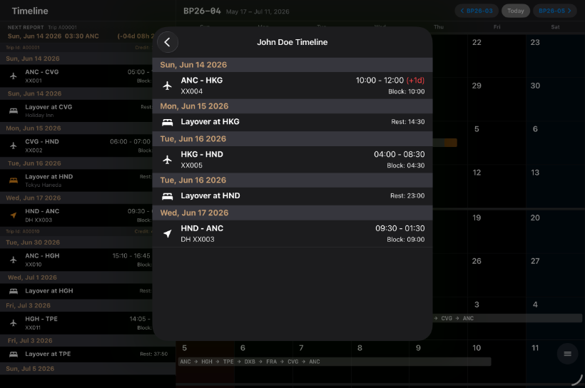 A friend's full timeline shown on iPad